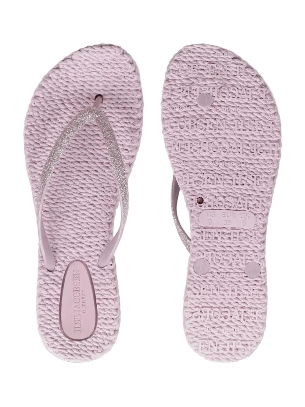 Ilse Jacobsen Mauve Braided-Texture Sandal with Glitter Straps